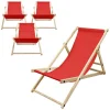4er Set Liegestuhl klappbar Rot Holz verstellbare Rückenlehne bis 120 kg Sonnenliege Gartenliege Strandliege