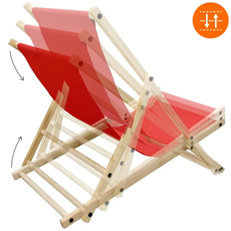 5er Set Liegestuhl klappbar Rot Holz verstellbare Rückenlehne bis 120 kg Sonnenliege Gartenliege Strandliege