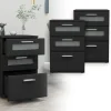 2er Set Nachttisch mit drei Schubladen 40x60x38 cm Schwarz aus Holz ML-Design