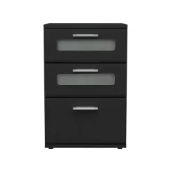2er Set Nachttisch mit drei Schubladen 40x60x38 cm Schwarz aus Holz ML-Design