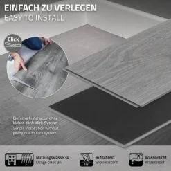 2er Set PVC Vinylboden Bodenbelag 7 Dielen 4,2mm für 1,54m² mit Klick-System Eiche Windswell Hickory ML-Design