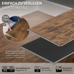 3er Set PVC Vinylboden Bodenbelag 7 Dielen 4,2mm für 1,54m² mit Klick-System Akazie ML-Design