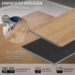 3er Set PVC Vinylboden Bodenbelag 7 Dielen 4,2mm für 1,54m² mit Klick-System Eiche Sandbar ML-Design
