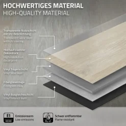 4er Set PVC Vinylboden Bodenbelag 7 Dielen 4,2mm für 1,54m² mit Klick-System Eiche Afterglow ML-Design