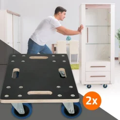 2er Set Rollbrett Möbelroller 35 x 50 cm aus Multiplex Tragkraft 800 kg