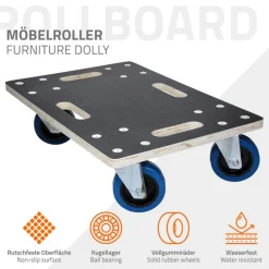 2er Set Rollbrett Möbelroller 35 x 50 cm aus Multiplex Tragkraft 800 kg