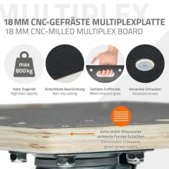 2er Set Rollbrett Möbelroller 35 x 50 cm aus Multiplex Tragkraft 800 kg