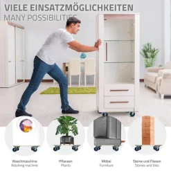 2er Set Rollbrett Möbelroller 40 x 60 cm aus Multiplex mit Feststellbremsen Tragkraft 800 kg