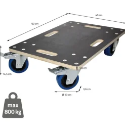 2er Set Rollbrett Möbelroller 40 x 60 cm aus Multiplex mit Feststellbremsen Tragkraft 800 kg