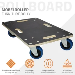 2er Set Rollbrett Möbelroller 40 x 60 cm aus Multiplex Traglast 800 kg