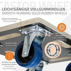 2er Set Rollbrett Möbelroller 60 x 80 cm aus Multiplex Traglast 800 kg