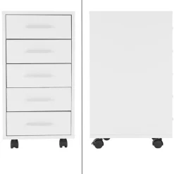 2er Set Rollcontainer mit 5 Schubladen 33x38x63,5 cm Weiß ML-Design