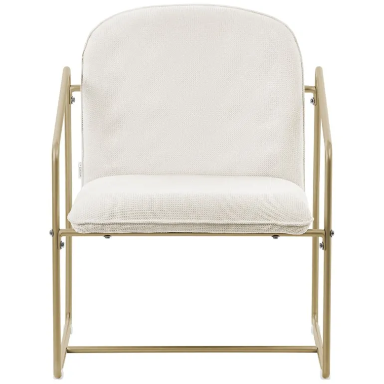 2er Set Sessel Beige mit goldenem Stahlgestell Relaxsessel mit Arm-& Rückenlehne ML-Design