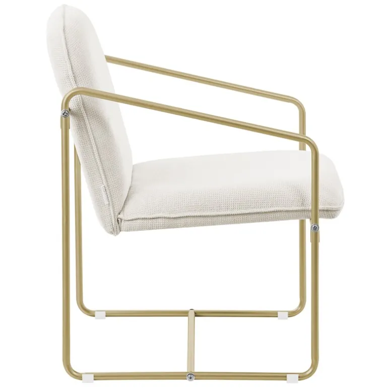 2er Set Sessel Beige mit goldenem Stahlgestell Relaxsessel mit Arm-& Rückenlehne ML-Design