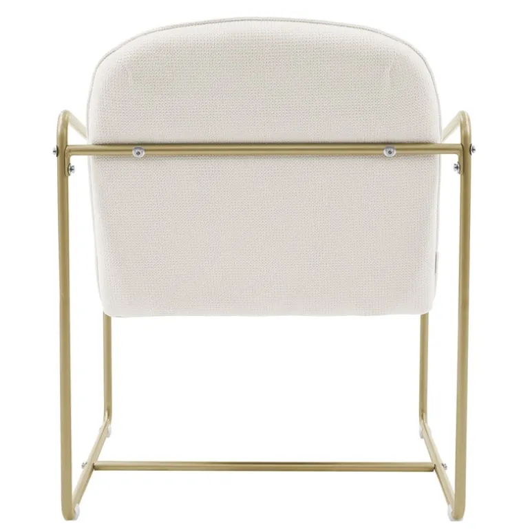 2er Set Sessel Beige mit goldenem Stahlgestell Relaxsessel mit Arm-& Rückenlehne ML-Design