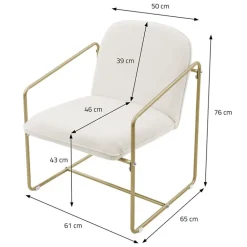 2er Set Sessel Beige mit goldenem Stahlgestell Relaxsessel mit Arm-& Rückenlehne ML-Design
