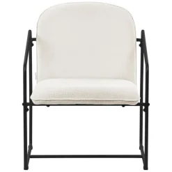 2er Set Sessel Beige mit schwarzem Stahlgestell Relaxsessel mit Arm-& Rückenlehne ML-Design