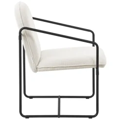 2er Set Sessel Beige mit schwarzem Stahlgestell Relaxsessel mit Arm-& Rückenlehne ML-Design
