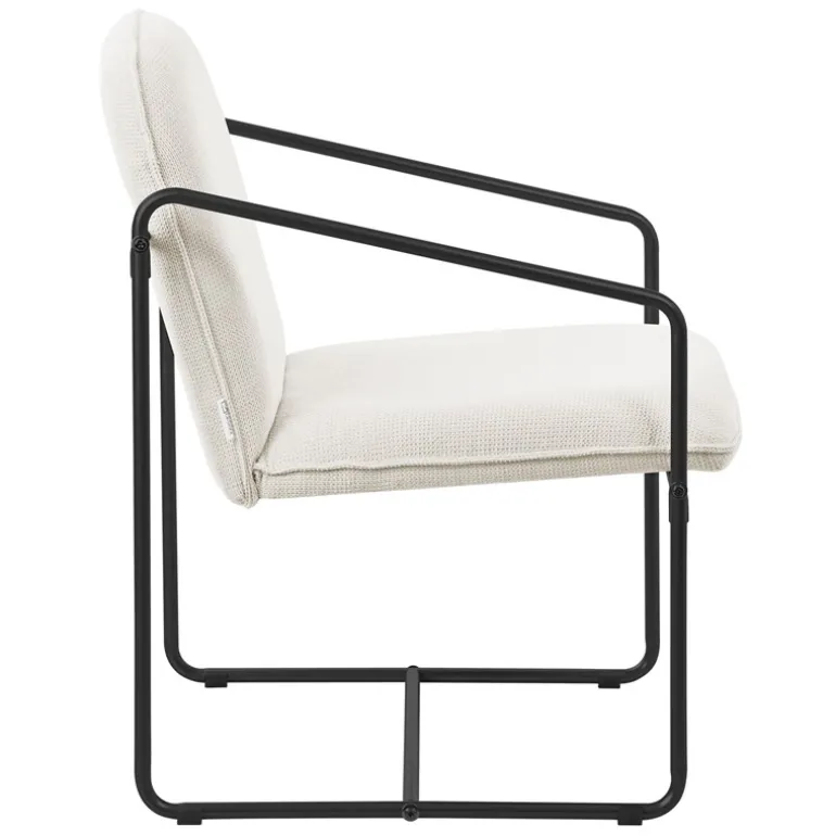 2er Set Sessel Beige mit schwarzem Stahlgestell Relaxsessel mit Arm-& Rückenlehne ML-Design