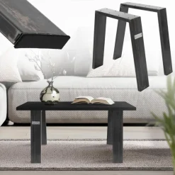 2er Set Tischbeine Bankkufen Loft 44x42 cm Industrial Profil 8x2cm Stahl U-Form ML-Design