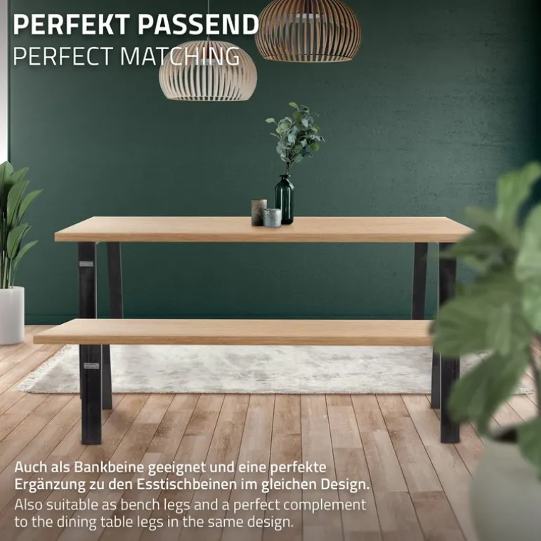 2er Set Tischbeine Bankkufen Loft 44x42 cm Industrial Profil 8x2cm Stahl U-Form ML-Design