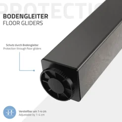 4er Set Tischbeine 30 cm Dunkelgrau Optik Industrial Stahl pulverbeschichtet eckig Profil 4x4cm Höhenverstellbare Möbelfüße 1-4 cm