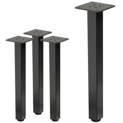4er Set Tischbeine I-Design 42 cm Dunkelgrau Optik Industrial Stahl pulverbeschichtet eckig Profil 4x4 cm Höhenverstellbare Möbelfüße 1-4 cm