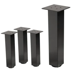 4er Set Tischbeine I-Design 42 cm Dunkelgrau Optik Industrial Stahl pulverbeschichtet eckig Profil 8x8 cm Höhenverstellbare Möbelfüße 1-4 cm ML-Design