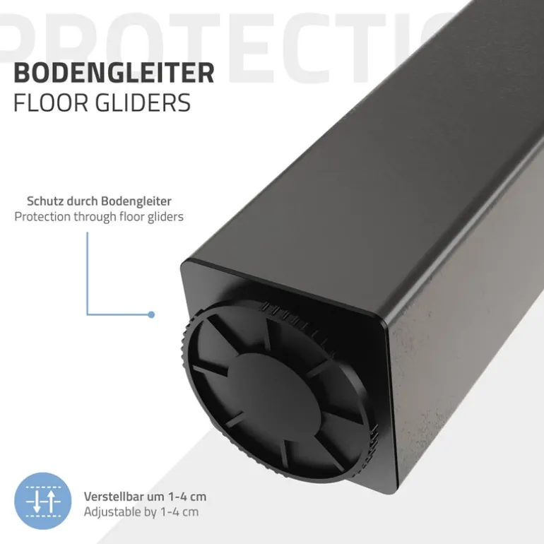 4er Set Tischbeine I-Design 42 cm Dunkelgrau Optik Industrial Stahl pulverbeschichtet eckig Profil 8x8 cm Höhenverstellbare Möbelfüße 1-4 cm ML-Design