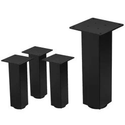 4er Set Tischbeine I-Design 30 cm Schwarz glänzend aus pulverbeschichtetem Stahl eckig Profil 8x8 cm Höhenverstellbare Möbelfüße 1-4 cm ML-Design