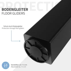 4er Set Tischbeine I-Design 42 cm Schwarz glänzend aus pulverbeschichtetem Stahl eckig Profil 8x8 cm Höhenverstellbare Möbelfüße 1-4 cm ML-Design