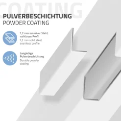4er Set Tischbeine I-Design 42 cm Weiß glänzend aus pulverbeschichtetem Stahl eckig Profil 8x8 cm Höhenverstellbare Möbelfüße 1-4 cm ML-Design