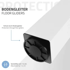 4er Set Tischbeine I-Design 42 cm Weiß glänzend aus pulverbeschichtetem Stahl eckig Profil 8x8 cm Höhenverstellbare Möbelfüße 1-4 cm ML-Design