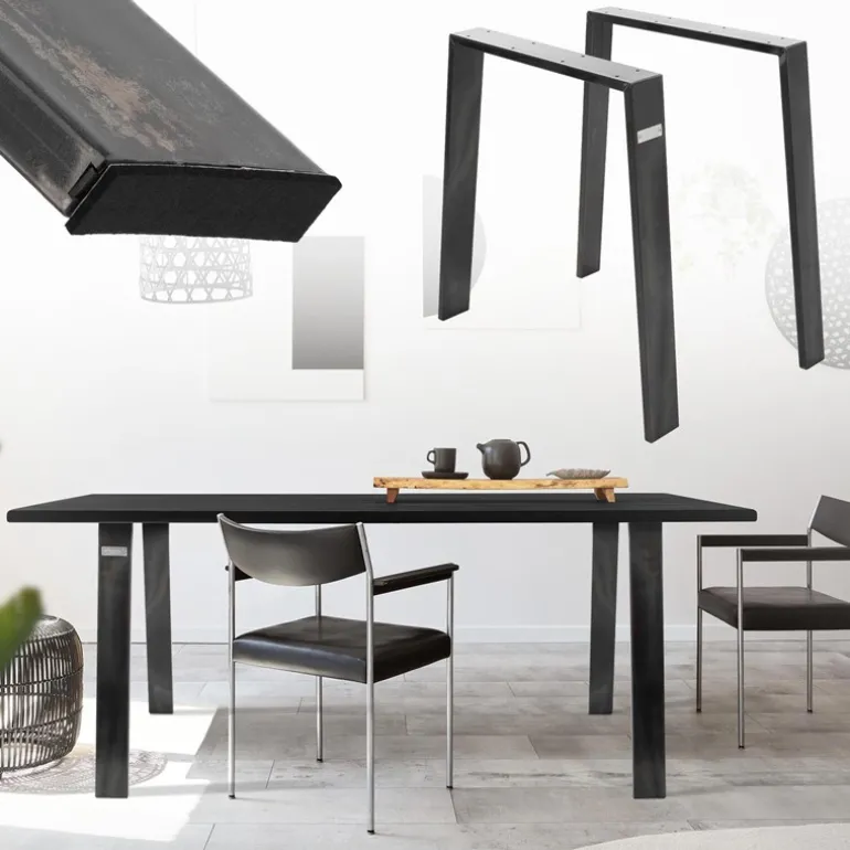2er Set Tischbeine Loft 75x72 cm Profil 8x2cm aus Stahl U-Form ML-Design