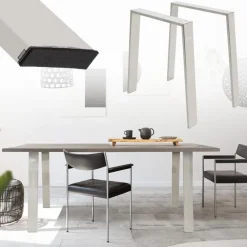 2er Set Tischbeine Loft 75x72 cm Silber Profil 8x2cm aus Edelstahl U-Form ML-Design