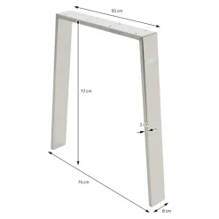 2er Set Tischbeine Loft 75x72 cm Silber Profil 8x2cm aus Edelstahl U-Form ML-Design