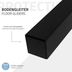 4er Set Tischbeine schräg 72 cm Schwarz glänzend aus pulverbeschichtetem Stahl eckig Profil 4x4 cm I-Form 96° Neigung ML-Design