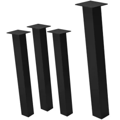 4er Set Tischbeine schräg 72 cm Schwarz glänzend aus Stahl eckig Profil 8x8 cm I-Form 96° Neigung ML-Design