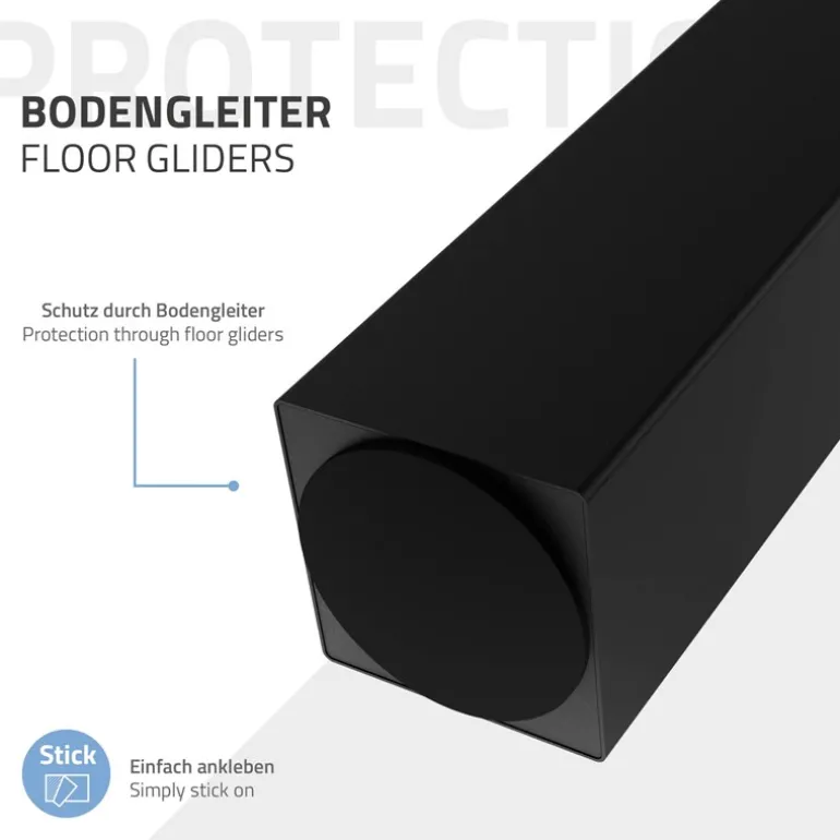 4er Set Tischbeine schräg 72 cm Schwarz glänzend aus Stahl eckig Profil 8x8 cm I-Form 96° Neigung ML-Design