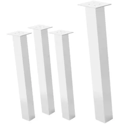 4er Set Tischbeine schräg 72 cm Weiß glänzend aus Stahl eckig Profil 8x8 cm I-Form 96° Neigung ML-Design