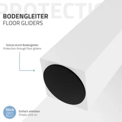 4er Set Tischbeine schräg 72 cm Weiß glänzend aus Stahl eckig Profil 8x8 cm I-Form 96° Neigung ML-Design
