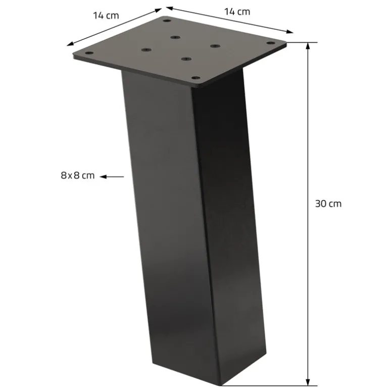 4er Set Tischbeine schräg H30 cm Dunkelgrau Optik Industrial Stahl Profil 8x8 cm I-Form 96° Neigung ML-Design