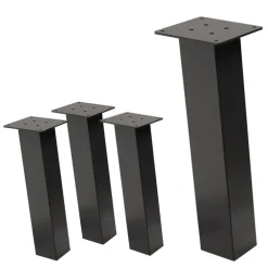 4er Set Tischbeine schräg H42 cm Dunkelgrau Optik Industrial Stahl Profil 8x8 cm I-Form 96° Neigung ML-Design