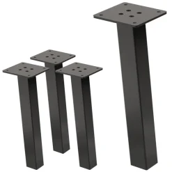 4er Set Tischbeine schräg H30 cm Industrial Optik Industrial aus pulverbeschichtetem Stahl Profil 4x4cm I-Form 96° Neigung ML-Design