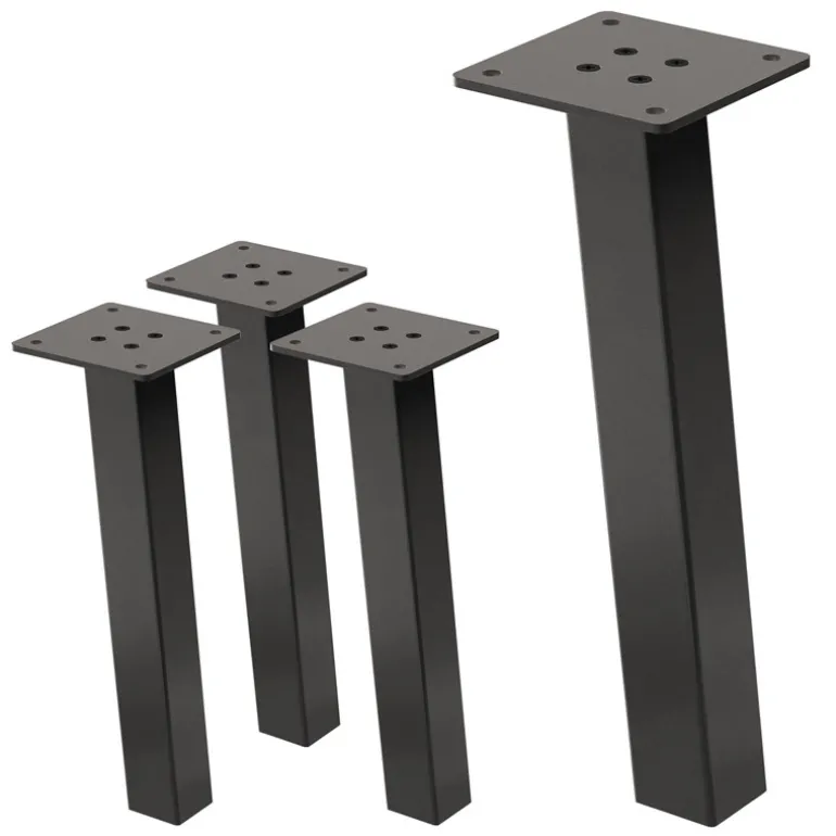 4er Set Tischbeine schräg H30 cm Industrial Optik Industrial aus pulverbeschichtetem Stahl Profil 4x4cm I-Form 96° Neigung ML-Design