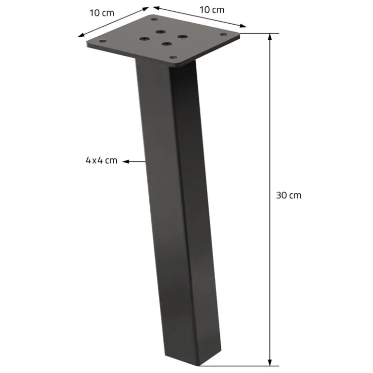 4er Set Tischbeine schräg H30 cm Industrial Optik Industrial aus pulverbeschichtetem Stahl Profil 4x4cm I-Form 96° Neigung ML-Design