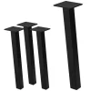 4er Set Tischbeine schräg H42 cm Schwarz glänzend aus pulverbeschichtetem Stahl eckig Profil 4x4 cm I-Form 96° Neigung ML-Design