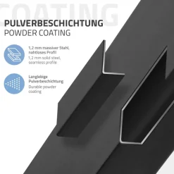 4er Set Tischbeine schräg H42 cm Schwarz glänzend aus pulverbeschichtetem Stahl eckig Profil 4x4 cm I-Form 96° Neigung ML-Design