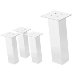4er Set Tischbeine schräg H30 cm Weiß glänzend aus Stahl eckig Profil 8x8 cm I-Form 96° Neigung ML-Design