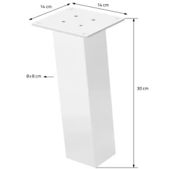 4er Set Tischbeine schräg H30 cm Weiß glänzend aus Stahl eckig Profil 8x8 cm I-Form 96° Neigung ML-Design